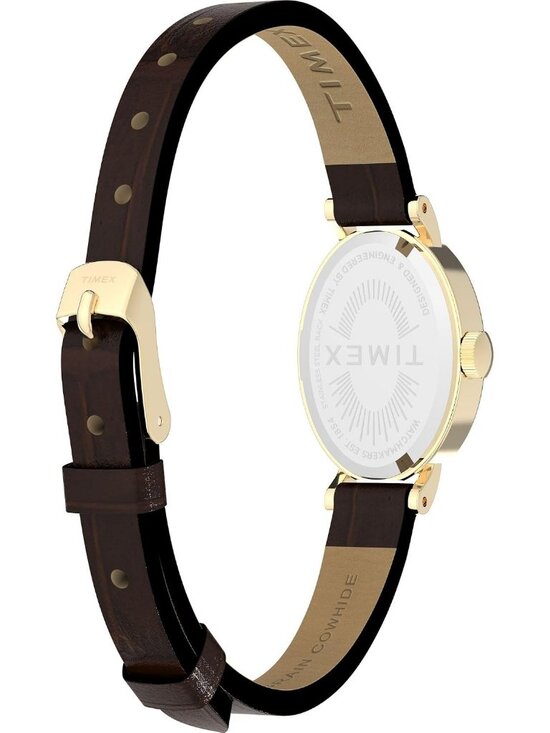 Women\'s Brown Gold Analog Quartz Cavatina Pearl Dial Oval Classic Wrist Watch